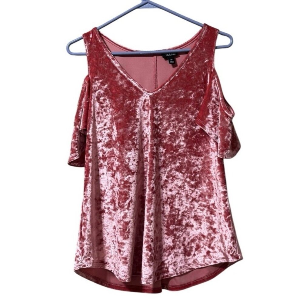 a.n.a. a new approach Cold Shoulder Top Pink Velour Size XS Wedding Guest Office